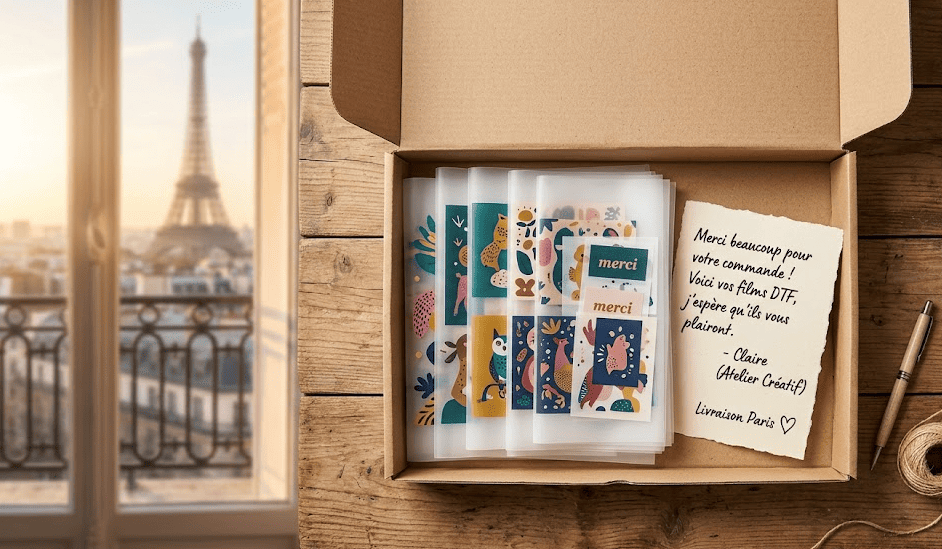 Impression DTF Paris : transferts livrés en J+1 | commandez en ligne