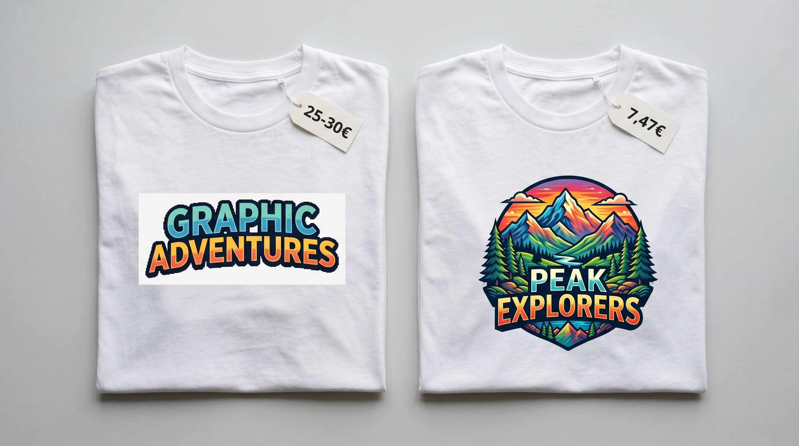 Presse à chaleur appliquant un transfert DTF sur un t-shirt blanc personnalisé en atelier