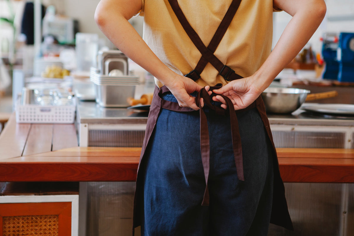 Tablier de cuisine noué avant personnalisation avec un transfert DTF