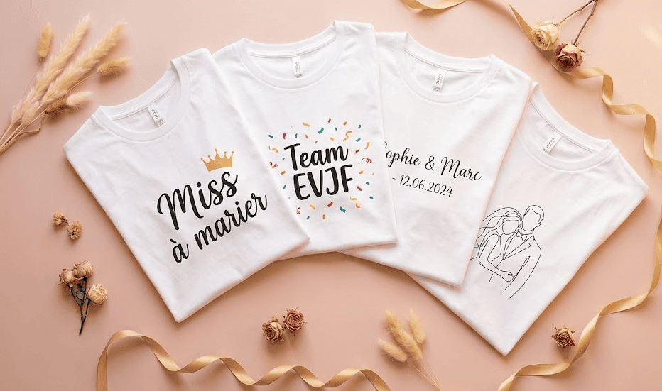 T-shirt personnalisé mariage et EVJF : guide DTF 2026 | idées et commande