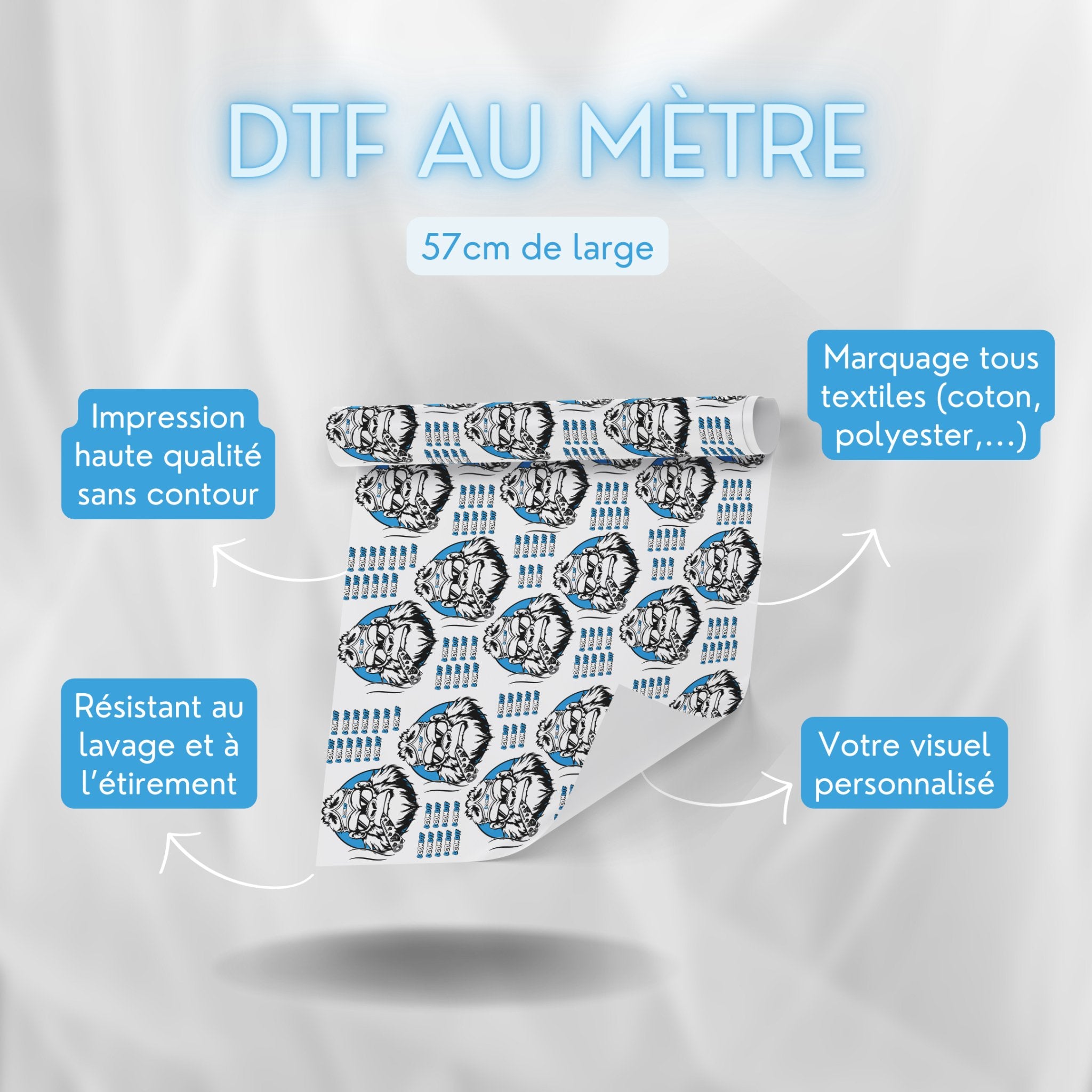 Transfert DTF Textile Haute Qualité (format mètre / 57cm) - dcomdtf